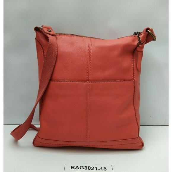 The Sak Orange Pebbles Leather Pocket Zipper Closure Crossbody Bag - Picture 2 of 12